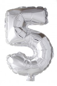 Ballons - Aluminium Argent - Chiffre 5